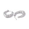 Non-Tarnish 304 Stainless Steel Textured Oval Hoop Earrings for Women EJEW-G314-08P-2