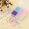 1000Pcs 4 Colors 8/0 Transparent Inside Colours Glass Seed Beads SEED-YW0001-70-6