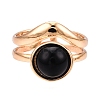 Round Natural Obsidian Finger Rings RJEW-N046-10F-1