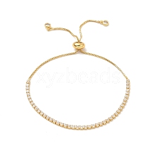 Adjustable Rack Plating Brass Cubic Zirconia Chain Bracelets BJEW-A132-01G