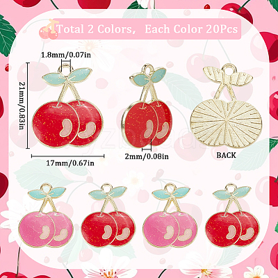 40Pcs 2 Colors Light Gold Plated Alloy Enamel Pendants FIND-SC0013-20-1