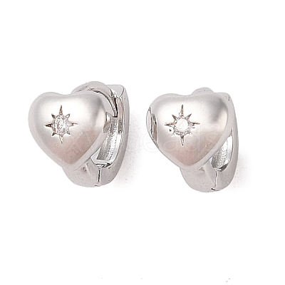 Brass with Clear Cubic Zirconia Hoop Earring EJEW-Q385-03P-1