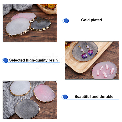 6Pcs 3 Colors Oval Resin Palette MRMJ-PH0001-60-1