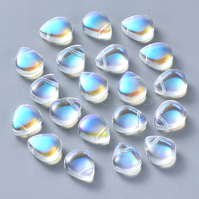 Transparent Spray Painted Glass Beads GLAA-T016-30B-1