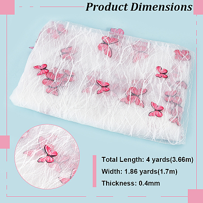 Butterfly Pattern Polyester with PET Embroidery Lace Fabric DIY-WH0419-45-1