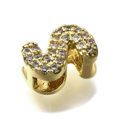 Brass Micro Pave Cubic Zirconia Letter Multi-Strand Links KK-D295-32G-19-1