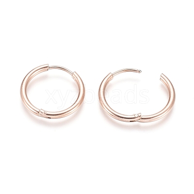 Ion Plating(IP) 304 Stainless Steel Huggie Hoop Earrings EJEW-F111A-19mm-RG-1