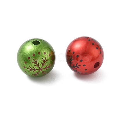 Christmas Printed Acrylic Beads MACR-F086-02-1