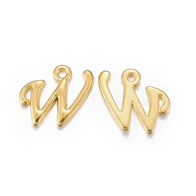 Golden Plated Alloy Letter Pendants X-PALLOY-J718-01G-W-1