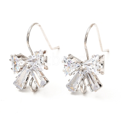 Brass Micro Pave Clear Cubic Zirconia Earring Hooks ZIRC-K087-23P-1