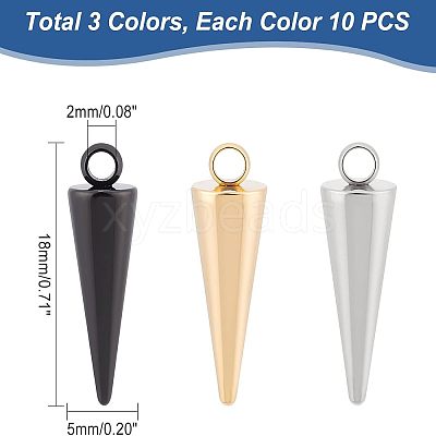 32Pcs 4 Style 2 Colors 304 Stainless Steel Pendants STAS-UN0026-37-1