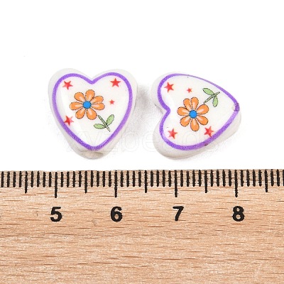 Floral Printed Porcelain Beads PORC-A033-01G-1