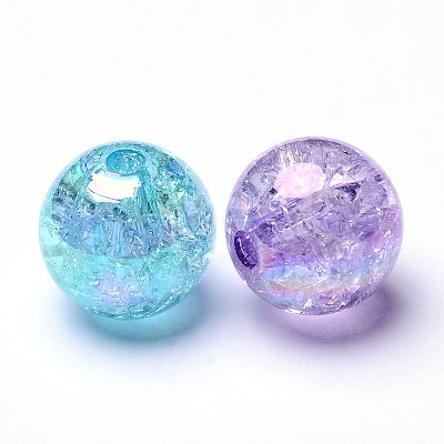 Bubblegum AB Color Transparent Crackle Acrylic Round Beads CACR-R011-12mm-M-1