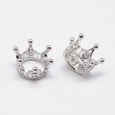 Crown Brass Micro Pave Grade AAA Cubic Zirconia European Bead ZIRC-O022-60-NR-1