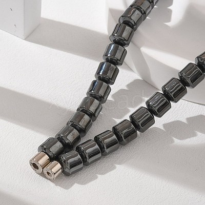 Column Synthetic Non-Magnetic Hematite Beaded Necklaces NJEW-R020-08-1
