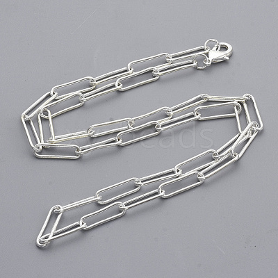 Brass Round Oval Paperclip Chain Necklace Making MAK-S072-05A-S-1