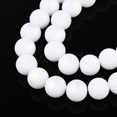 Frosted Opaque Glass Beads Strands GLAA-T032-P10mm-MBB02-1