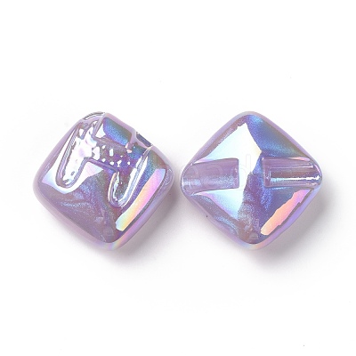 Rainbow Iridescent Plating Acrylic Beads OACR-A010-06A-1