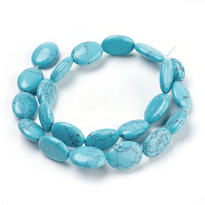 Flat Oval Gemstone Synthetic Turquoise Stone Beads Strands G-S113-11-1