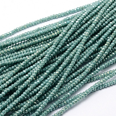 Faceted Rondelle Full Rainbow Plated Electroplate Glass Beads Strands EGLA-M004-2mm-A15-1