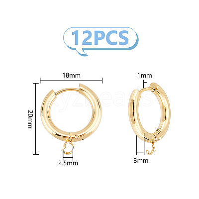 12Pcs 201 Stainless Steel Hoop Earrings STAS-UN0056-85-1