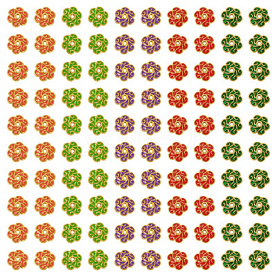 200Pcs 5 Colors Alloy Enamel Bead Caps FIND-TA0008-37-1