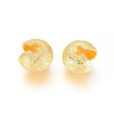 Brass Crimp Beads Covers X-KK-G016-G-NF-1