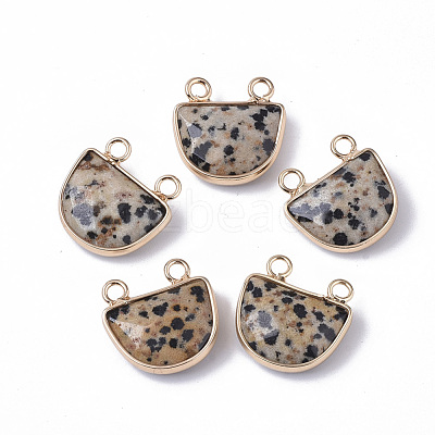 Natural Dalmatian Jasper Semi Circle Pendants G-S359-011D-1