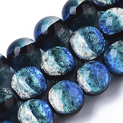 Handmade Silver Foil Glass Lampwork Beads Strands FOIL-T003-03A-1