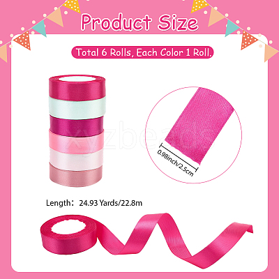 6 Rolls 6 Colors Polyester Ribbon OCOR-CP0001-27C-1