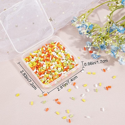 800Pcs 4 Colors 2-Hole Glass Seed Beads SEED-CN0001-04-1