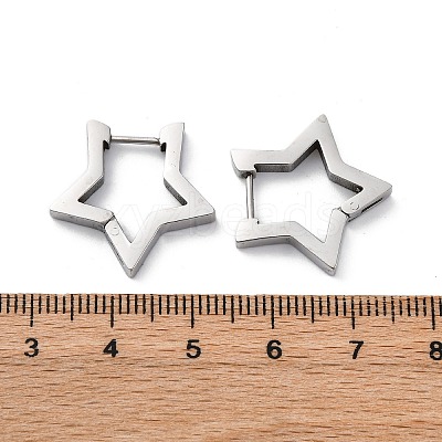 Tarnish Resistant 304 Stainless Steel Star Huggie Hoop Earrings STAS-H156-05P-1