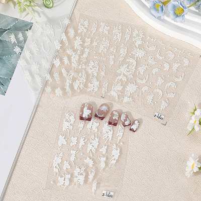 4Pcs 4 Styles Flower Pattern Self Adhesive PET Nail Art Stickers Decals MRMJ-SP0001-22-1