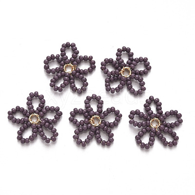 Glass Seed Beads Pendants FIND-R086-06F-1