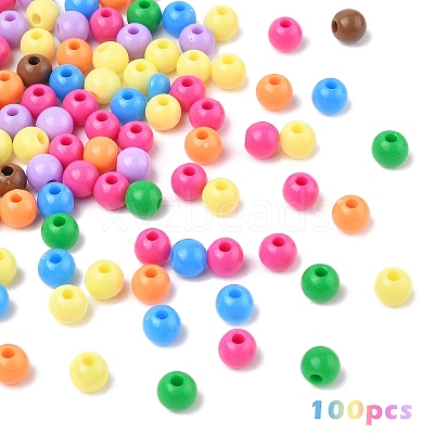 100Pcs Opaque Acrylic Beads MACR-YW0003-84B-1