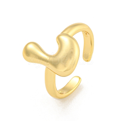 Brass Letter Open Cuff Rings for Women RJEW-G313-01L-G-1