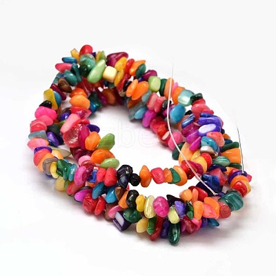 Natural Chip Dyed Shell Bead Strands G-L454-10-1