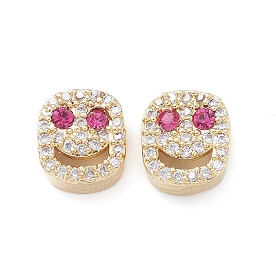 Brass Micro Pave Cubic Zirconia Beads KK-M241-01O-1