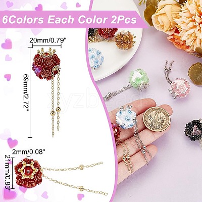 12Pcs 6 Colors Handmade Polymer Clay with Resin CLAY-AR0001-36A-1