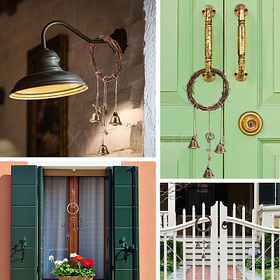 2Pcs 2 Style Rattan & Alloy Witch Bells for Door Knob AJEW-GF0008-21-1