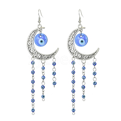 Tibetan Style Alloy Crescent Moon Chandelier Earrings EJEW-JE05515-1