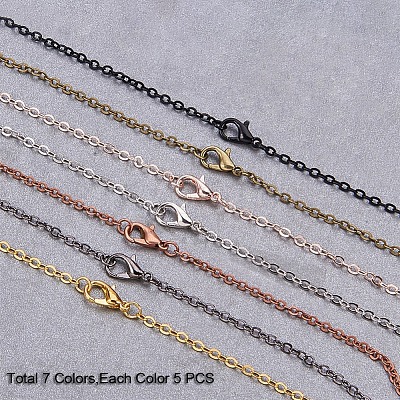 Brass Cable Chains Necklace Making MAK-PH0002-08-1