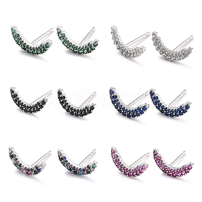 Moon Sparkling Cubic Zirconia Stud Earrings for Her ZIRC-C025-13P-1
