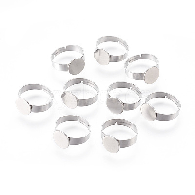 Tarnish Resistant Adjustable 304 Stainless Steel Finger Rings Components STAS-F149-21P-A-1