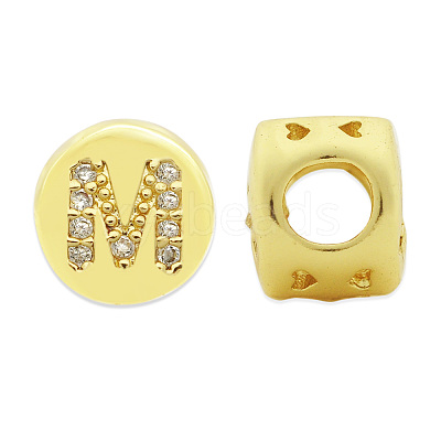 Brass Micro Pave Clear Cubic Zirconia Beads KK-T030-LA843-MX3-1