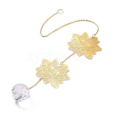 Faceted Glass Sun Catcher Pendant Decorations AJEW-A037-07G-1