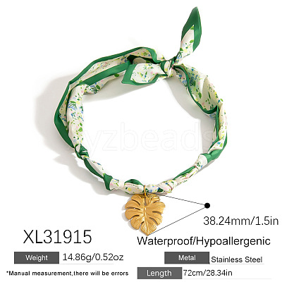 304 Stainless Steel Pendant Printed Scarf Necklaces FS-WGD2FA8-13-1