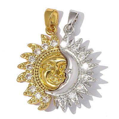 Brass Micro Pave Clear Cubic Zirconia Pendants CU-OY001-54G-1