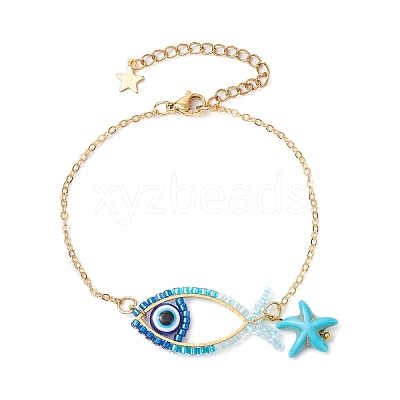 Glass Seed Beads Link Bracelets BJEW-MZ00152-1