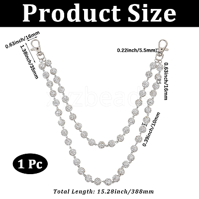 1Pc Polymer Clay Rhinestone Round Beads Trousers Chain AJEW-CY0002-45-1